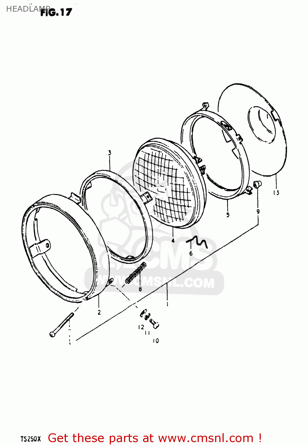 HEADLAMP TS250 1981 (X) USA (E03)