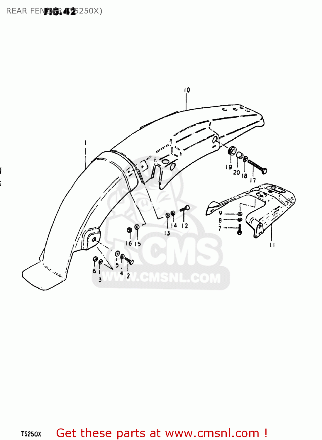 REAR FENDER (TS250X) TS250 1981 (X) USA (E03)