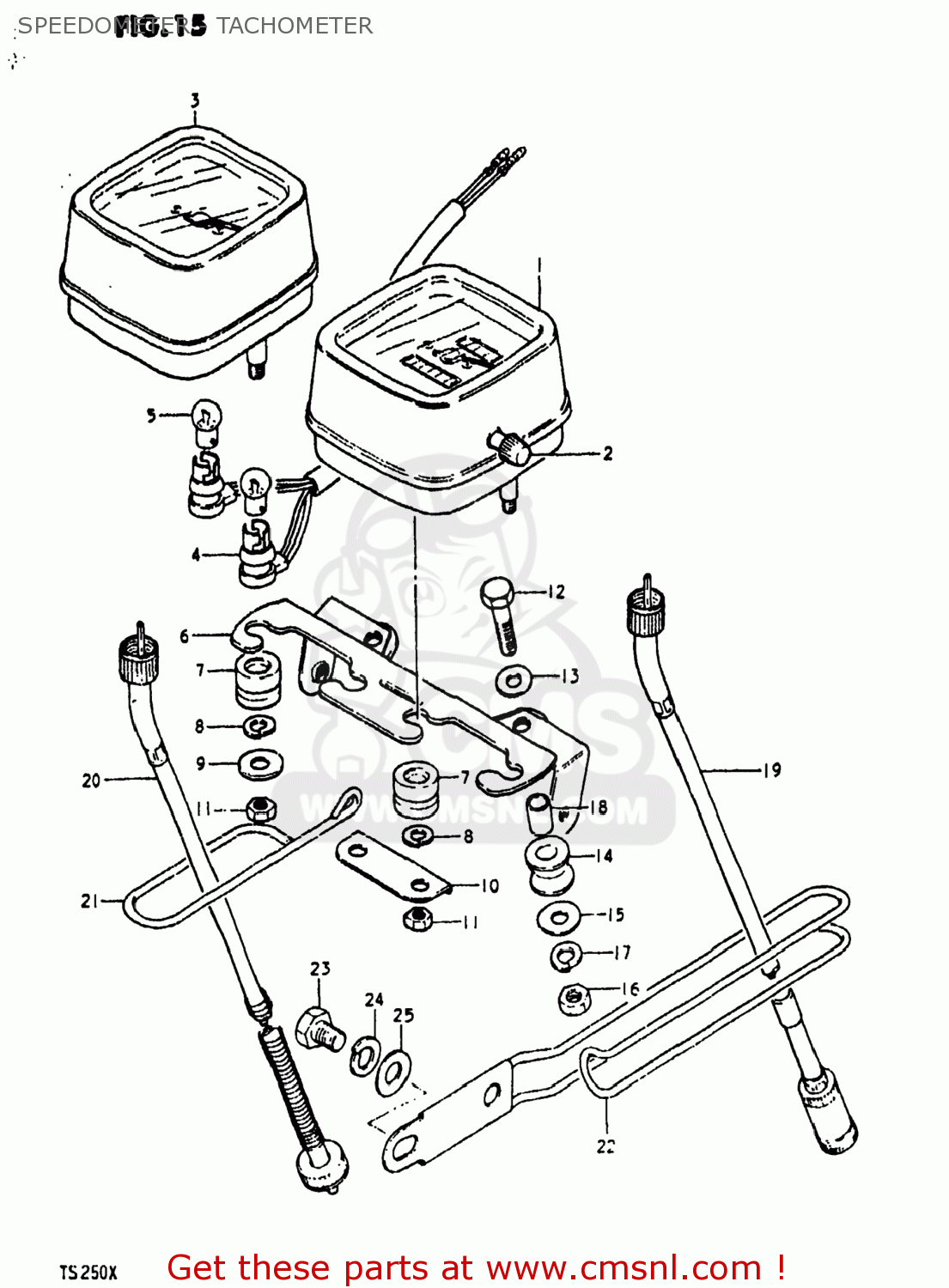 SPEEDOMETER - TACHOMETER TS250 1981 (X) USA (E03)