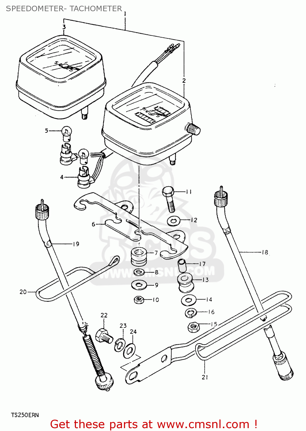 SPEEDOMETER- TACHOMETER TS250ER 1979 (N) (E01 E02 E04 E16 E18 E22 E24 E39)