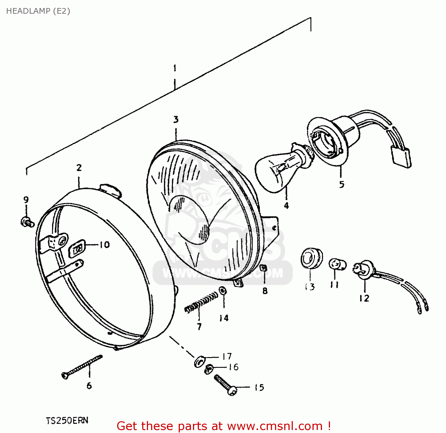 HEADLAMP (E2) TS250ER 1979 (N) (E01 E02 E04 E16 E18 E22 E24 E39)