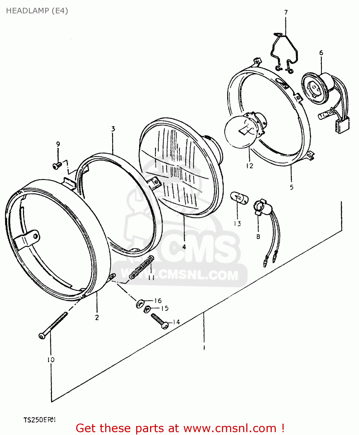 HEADLAMP (E4) TS250ER 1979 (N) (E01 E02 E04 E16 E18 E22 E24 E39)