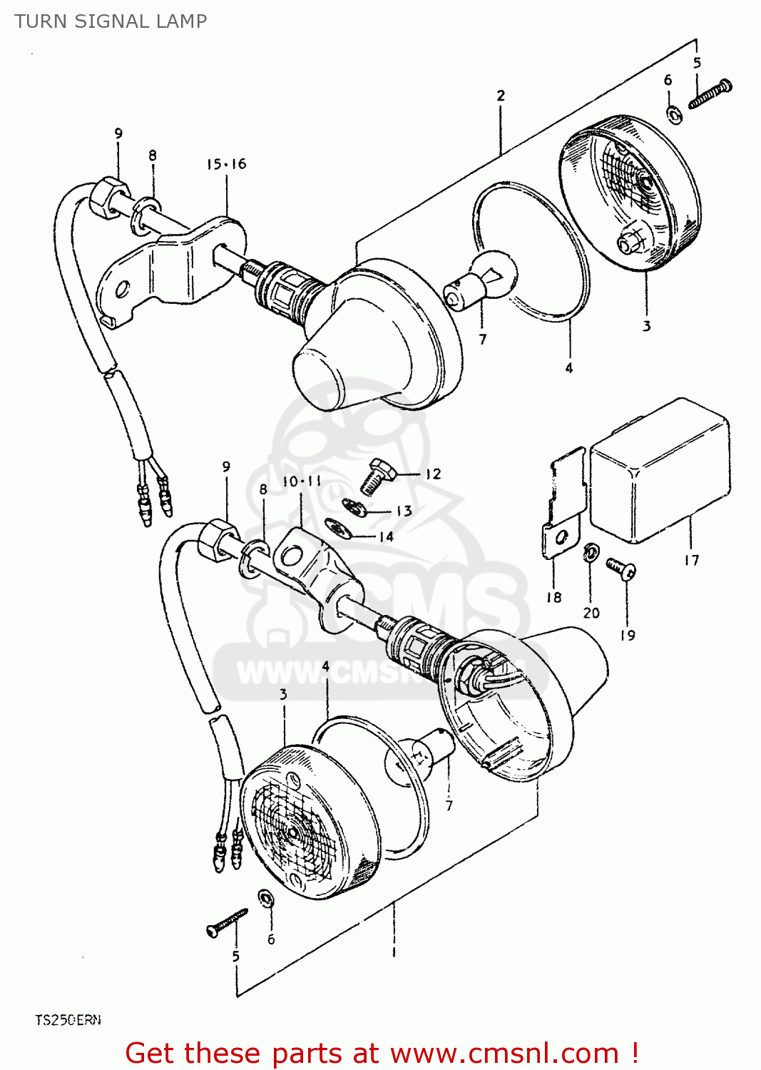 TURN SIGNAL LAMP TS250ER 1979 (N) (E01 E02 E04 E16 E18 E22 E24 E39)