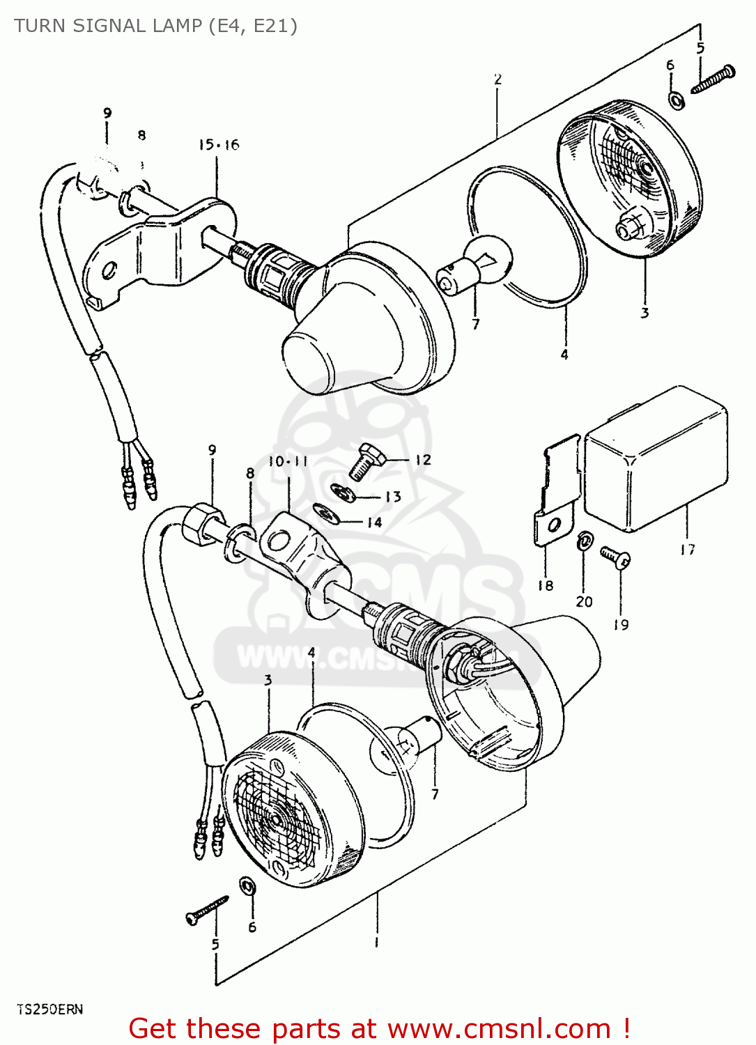 TURN SIGNAL LAMP (E4, E21) TS250ER 1979 (N) (E01 E02 E04 E16 E18 E22 E24 E39)