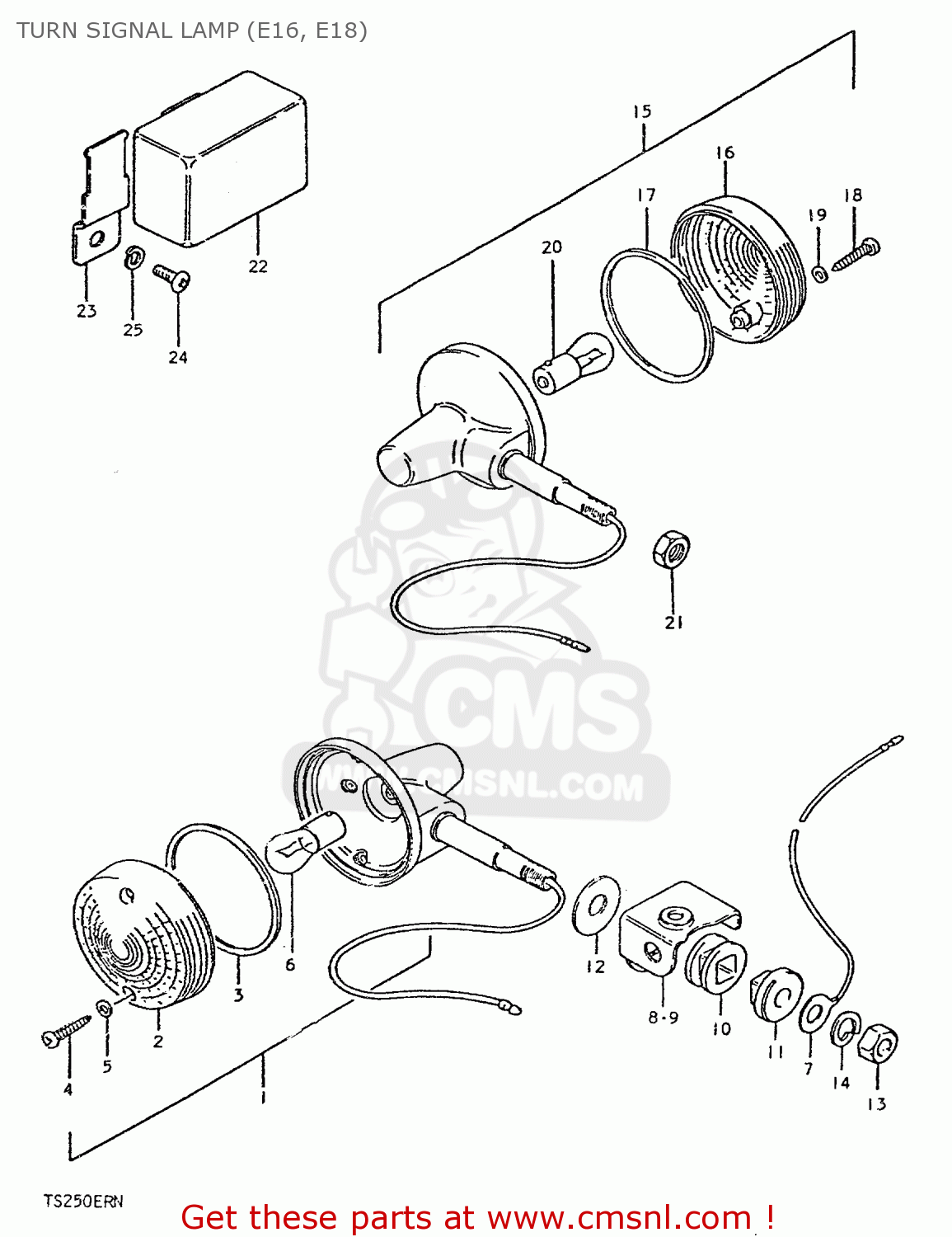 TURN SIGNAL LAMP (E16, E18) TS250ER 1979 (N) (E01 E02 E04 E16 E18 E22 E24 E39)