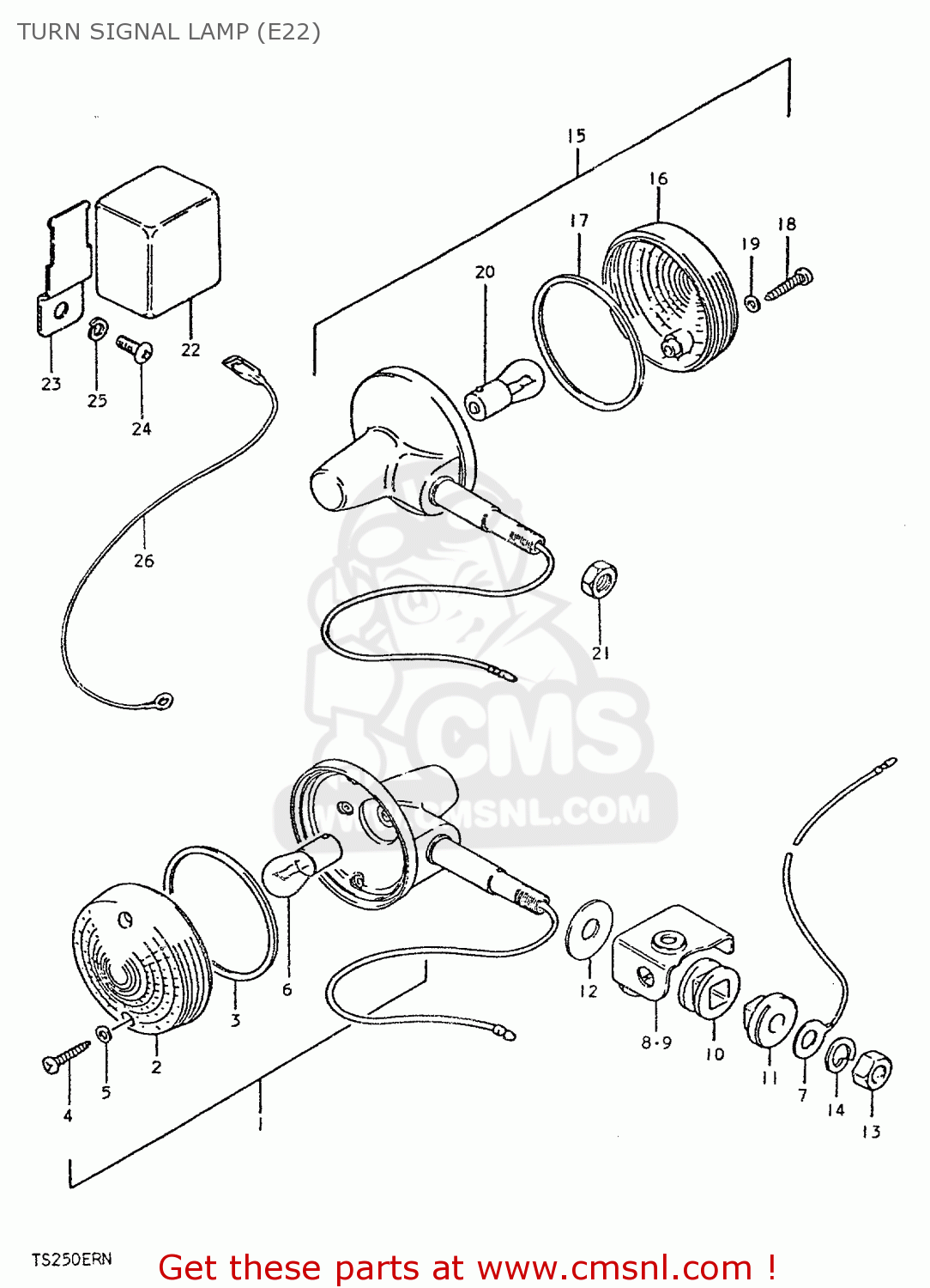 TURN SIGNAL LAMP (E22) TS250ER 1979 (N) (E01 E02 E04 E16 E18 E22 E24 E39)