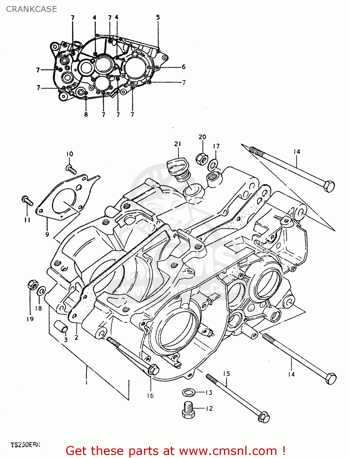 CRANKCASE TS250ER 1979 (N) (E01 E02 E04 E16 E18 E22 E24 E39)