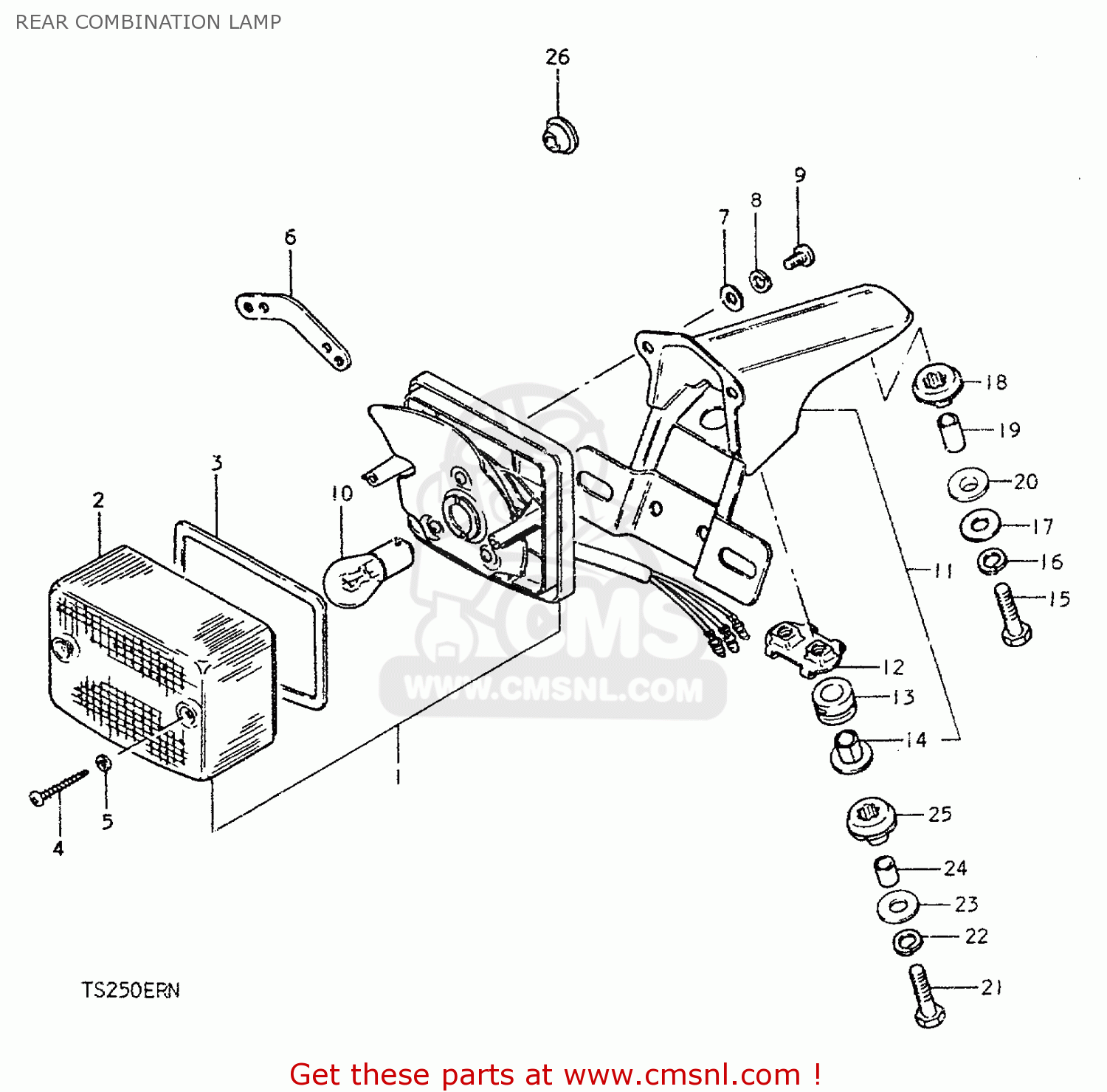 REAR COMBINATION LAMP TS250ER 1979 (N) (E01 E02 E04 E16 E18 E22 E24 E39)