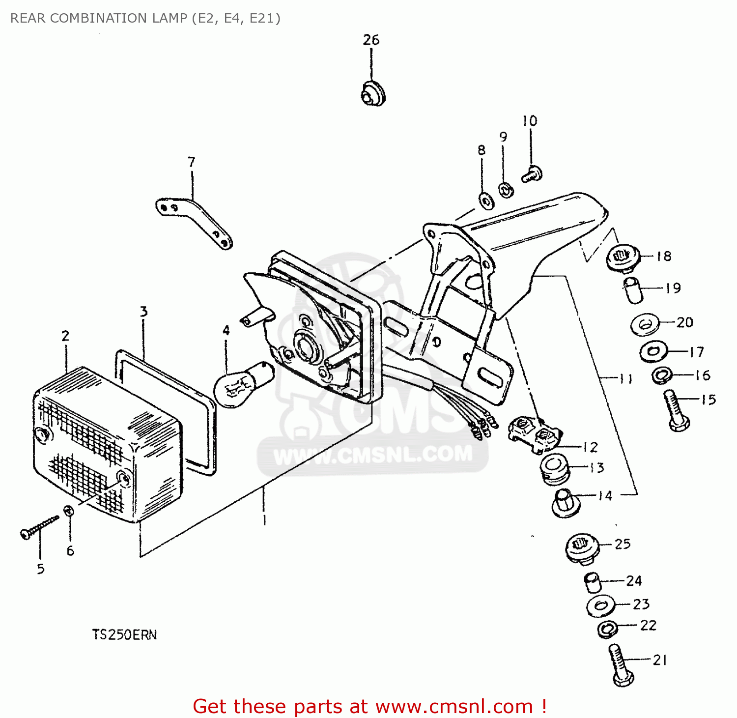 REAR COMBINATION LAMP (E2, E4, E21) TS250ER 1979 (N) (E01 E02 E04 E16 E18 E22 E24 E39)