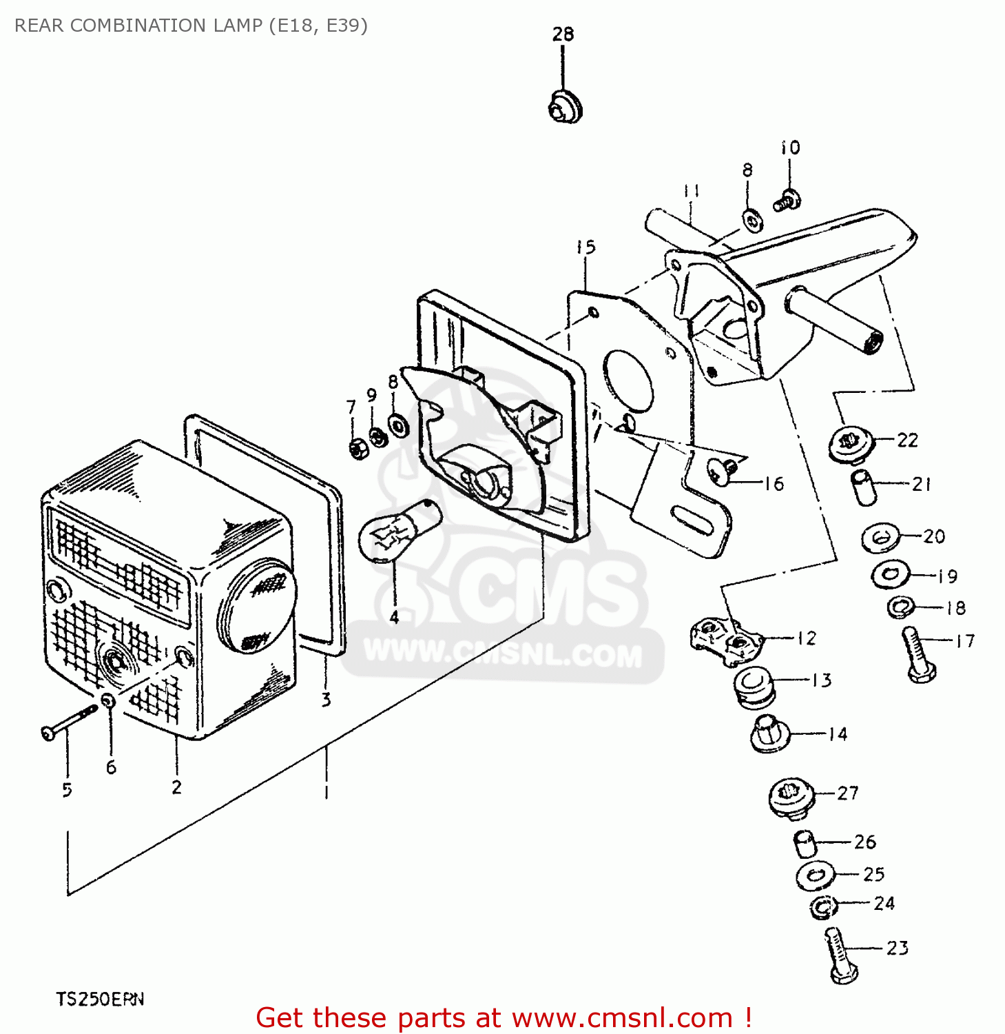 REAR COMBINATION LAMP (E18, E39) TS250ER 1979 (N) (E01 E02 E04 E16 E18 E22 E24 E39)