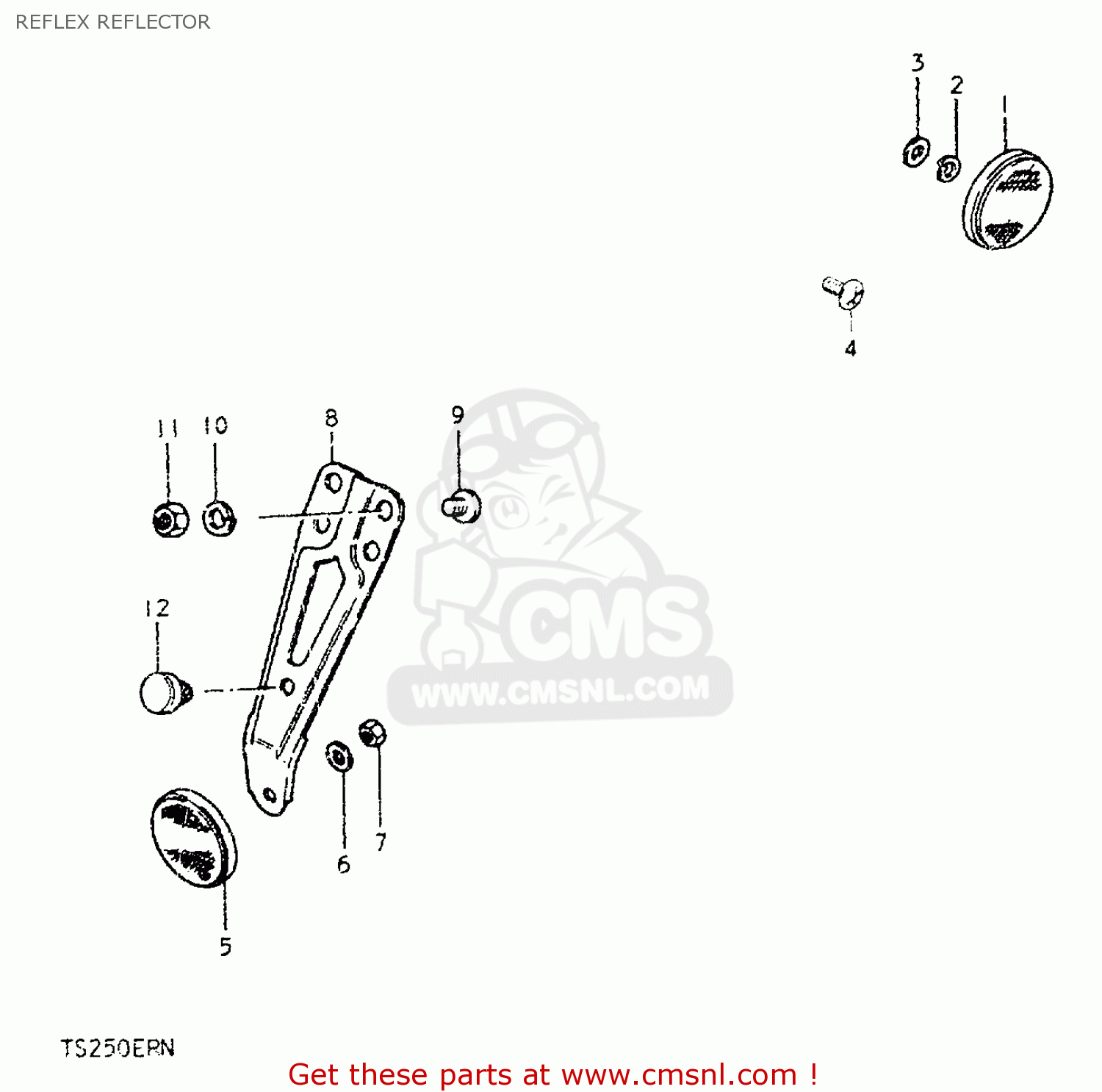 REFLEX REFLECTOR TS250ER 1979 (N) (E01 E02 E04 E16 E18 E22 E24 E39)