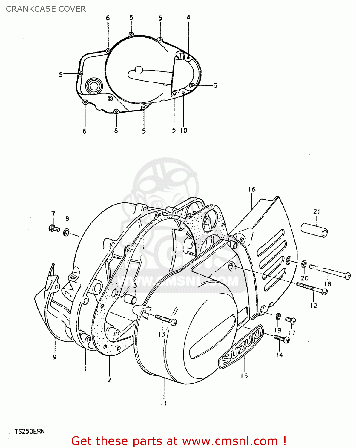 CRANKCASE COVER TS250ER 1979 (N) (E01 E02 E04 E16 E18 E22 E24 E39)