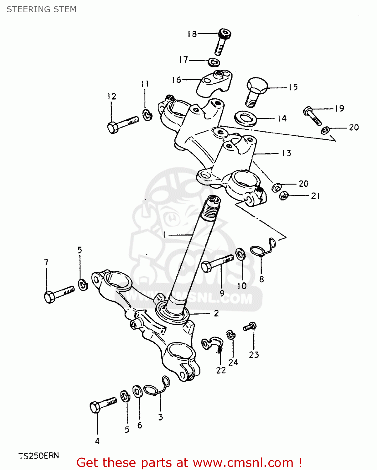 STEERING STEM TS250ER 1979 (N) (E01 E02 E04 E16 E18 E22 E24 E39)