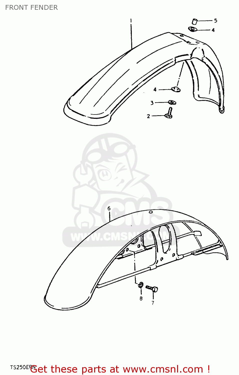 FRONT FENDER TS250ER 1979 (N) (E01 E02 E04 E16 E18 E22 E24 E39)