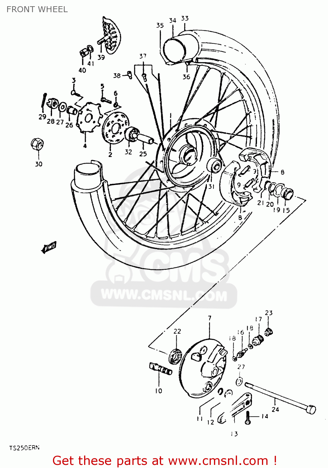 FRONT WHEEL TS250ER 1979 (N) (E01 E02 E04 E16 E18 E22 E24 E39)