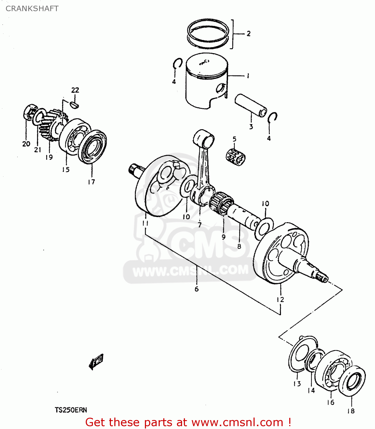 CRANKSHAFT TS250ER 1979 (N) (E01 E02 E04 E16 E18 E22 E24 E39)