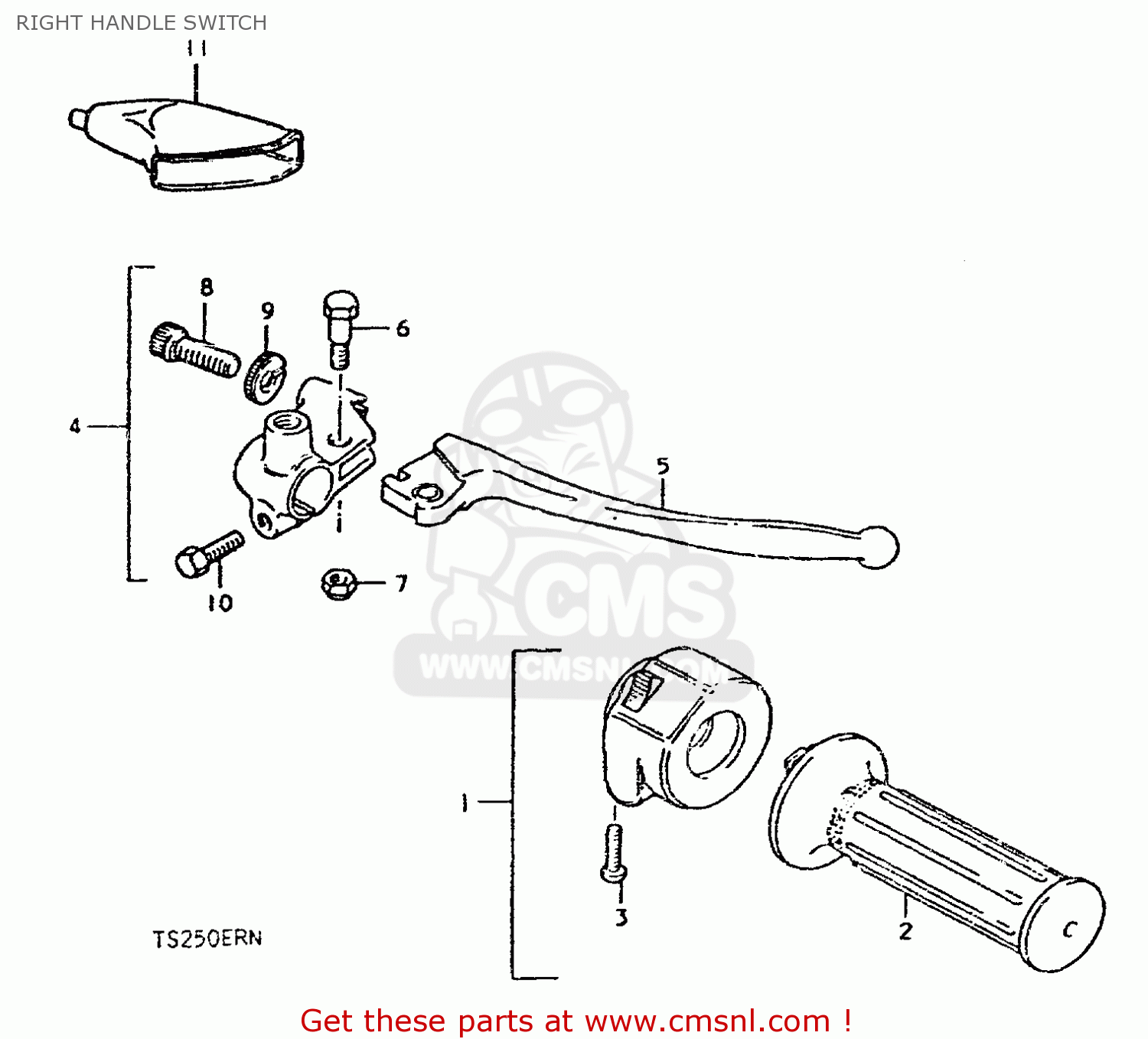 RIGHT HANDLE SWITCH TS250ER 1979 (N) (E01 E02 E04 E16 E18 E22 E24 E39)