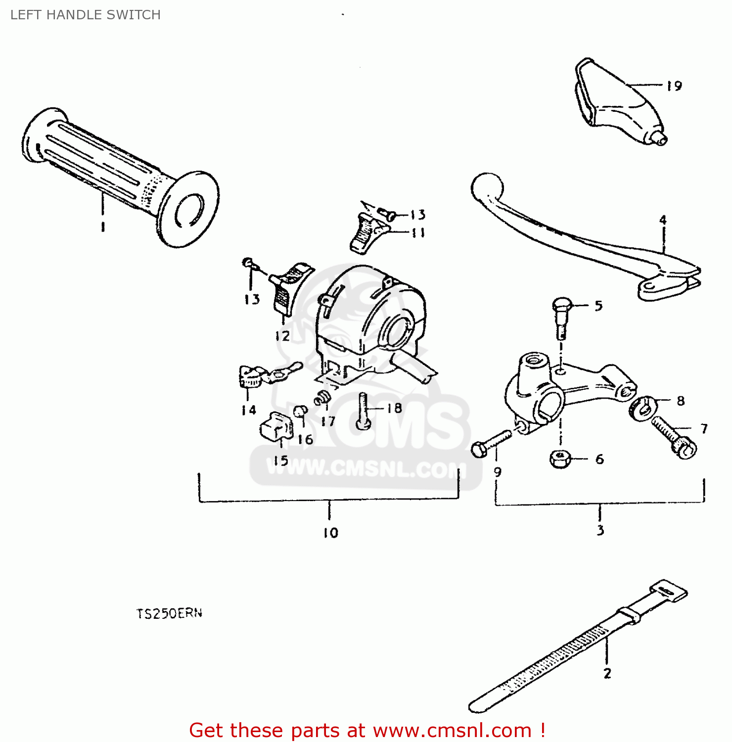 LEFT HANDLE SWITCH TS250ER 1979 (N) (E01 E02 E04 E16 E18 E22 E24 E39)