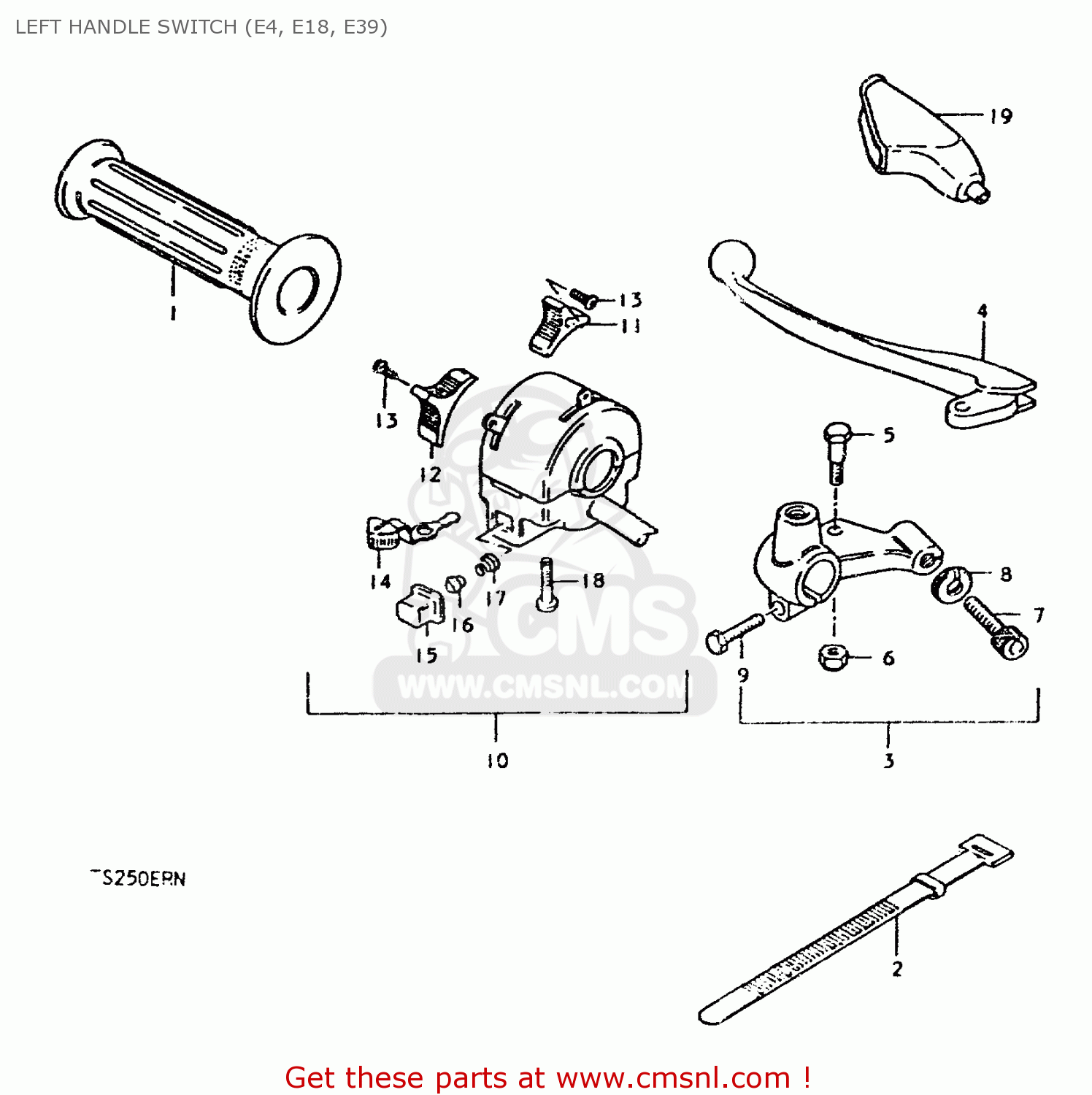 LEFT HANDLE SWITCH (E4, E18, E39) TS250ER 1979 (N) (E01 E02 E04 E16 E18 E22 E24 E39)