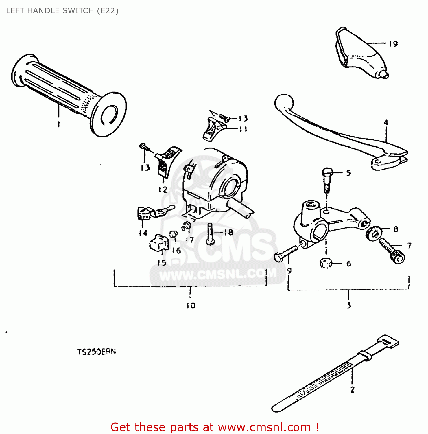 LEFT HANDLE SWITCH (E22) TS250ER 1979 (N) (E01 E02 E04 E16 E18 E22 E24 E39)