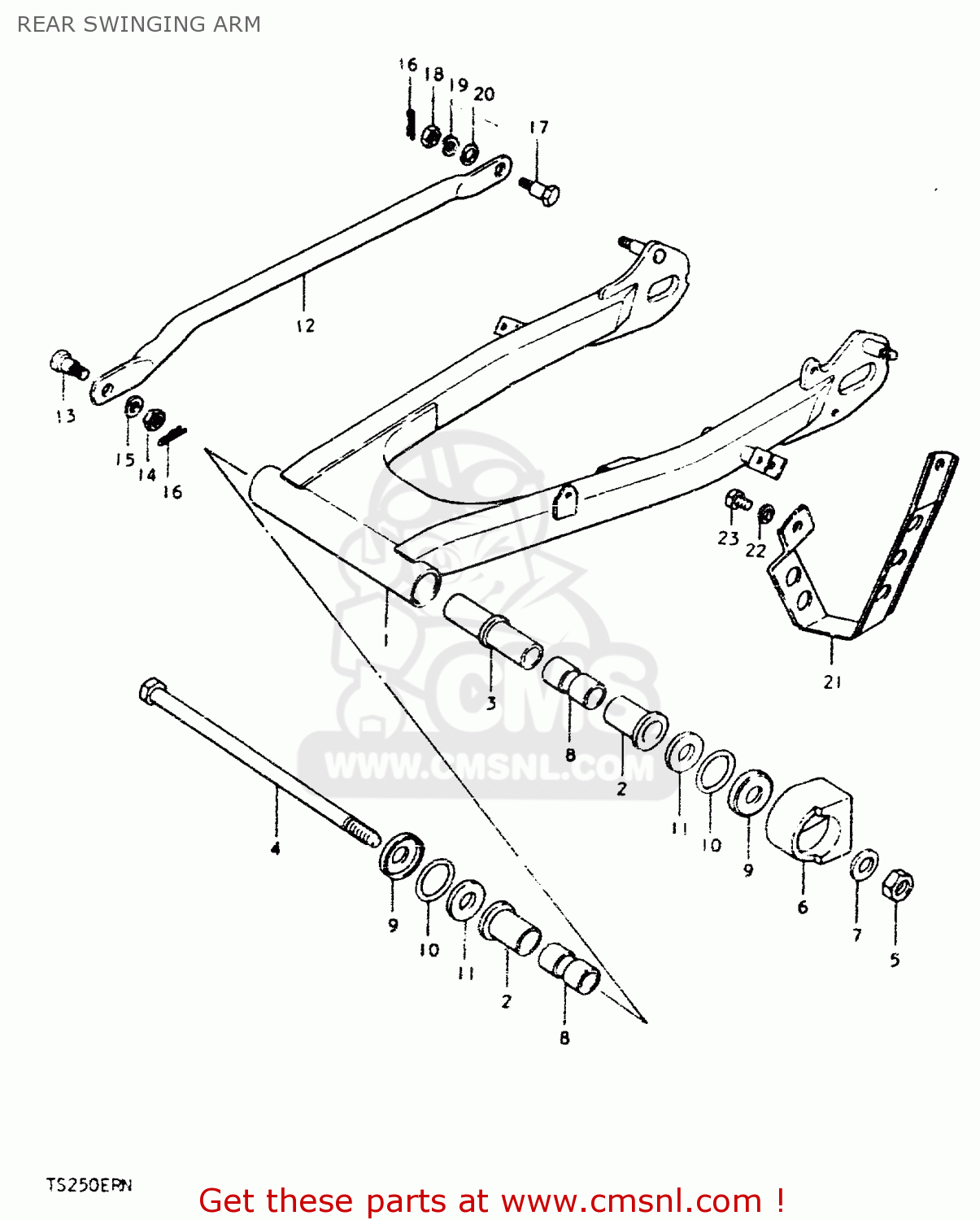 REAR SWINGING ARM TS250ER 1979 (N) (E01 E02 E04 E16 E18 E22 E24 E39)