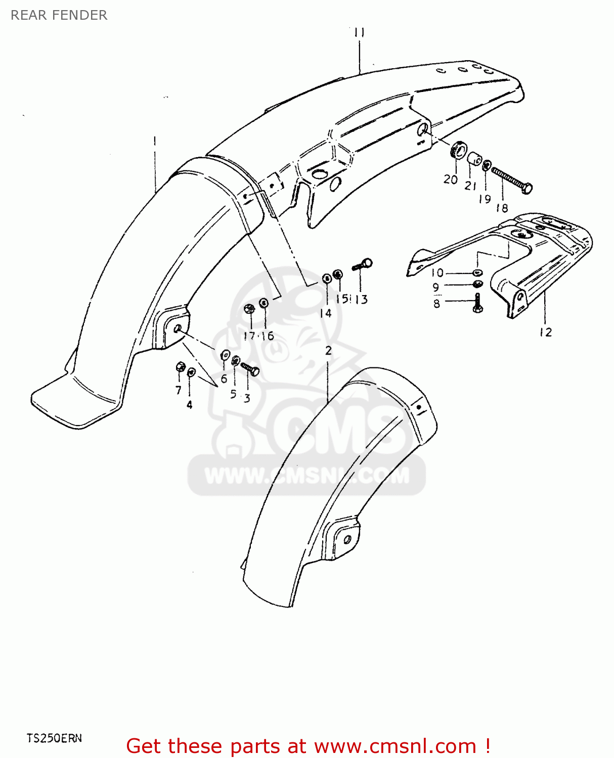 REAR FENDER TS250ER 1979 (N) (E01 E02 E04 E16 E18 E22 E24 E39)