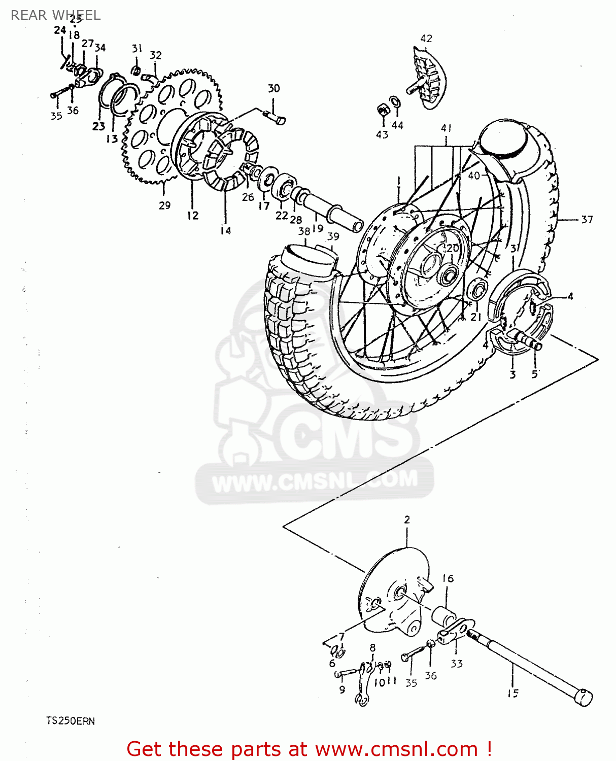 REAR WHEEL TS250ER 1979 (N) (E01 E02 E04 E16 E18 E22 E24 E39)