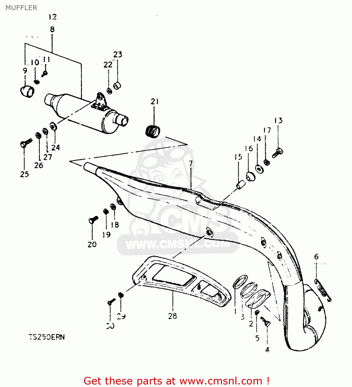 MUFFLER TS250ER 1979 (N) (E01 E02 E04 E16 E18 E22 E24 E39)