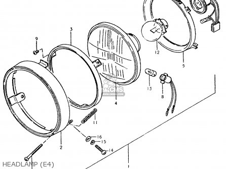 HEADLAMP (E4) - TS250ER 1979 (N) (E01 E02 E04 E16 E18 E22 E24 E39)
