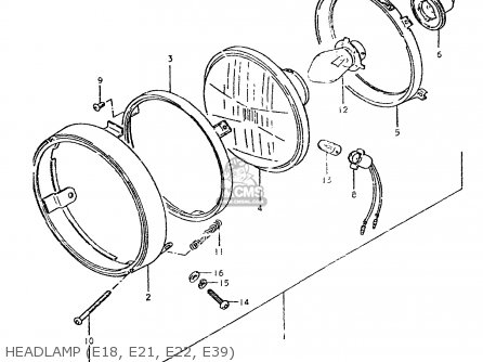 HEADLAMP (E18, E21, E22, E39) - TS250ER 1979 (N) (E01 E02 E04 E16 E18 E22 E24 E39)