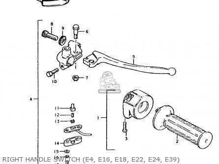RIGHT HANDLE SWITCH (E4, E16, E18, E22, E24, E39) - TS250ER 1979 (N) (E01 E02 E04 E16 E18 E22 E24 E39)