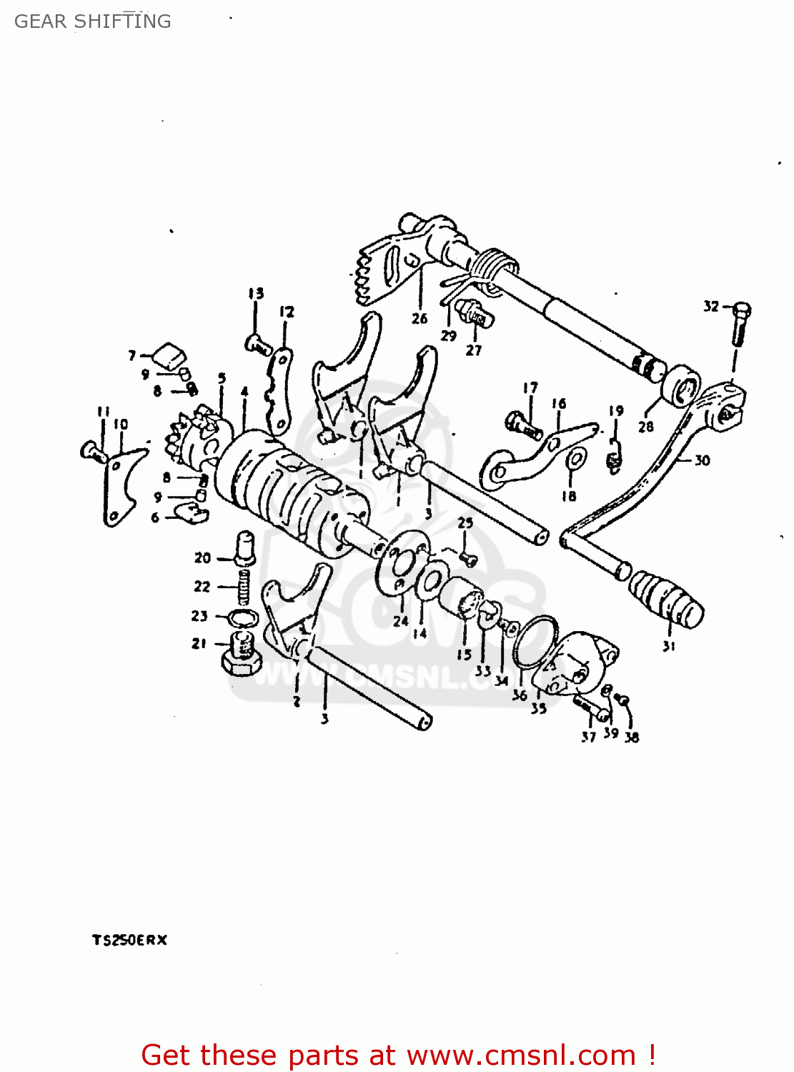 GEAR SHIFTING TS250ER 1980 (T) (01 02 E04 E09 E16 E17 E18 E21 E22 E24 E30 E39)