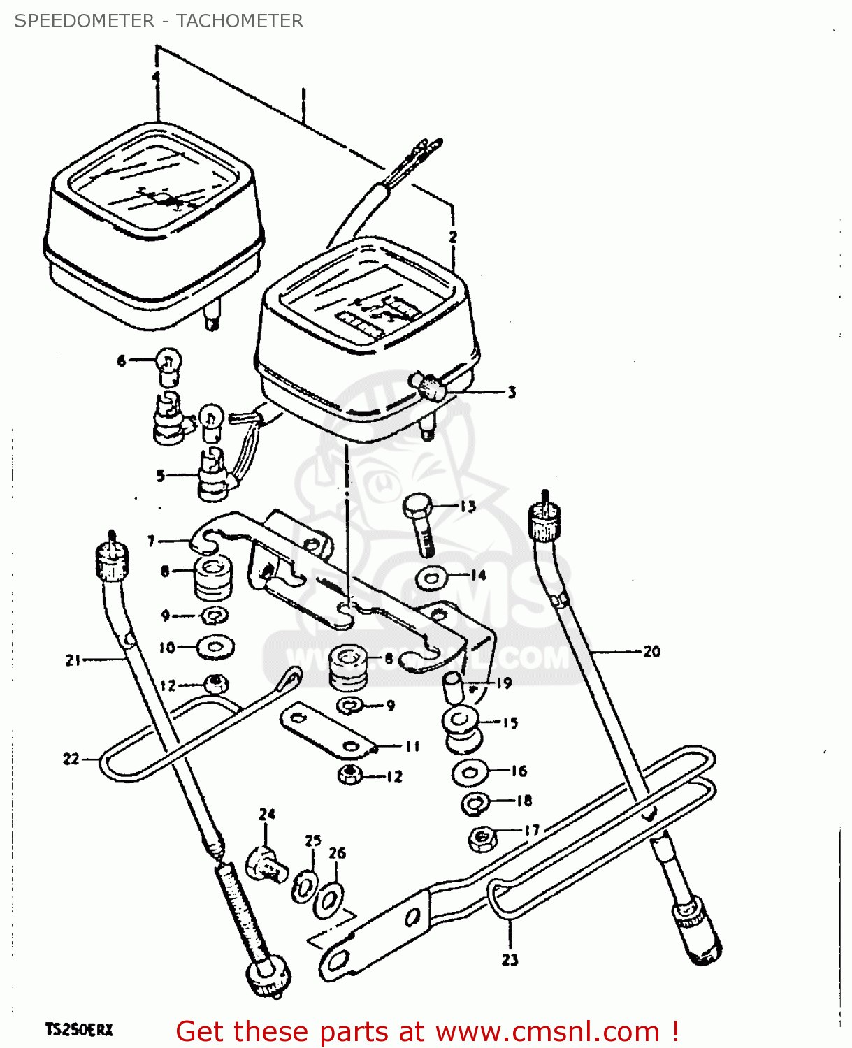 SPEEDOMETER - TACHOMETER TS250ER 1980 (T) (01 02 E04 E09 E16 E17 E18 E21 E22 E24 E30 E39)