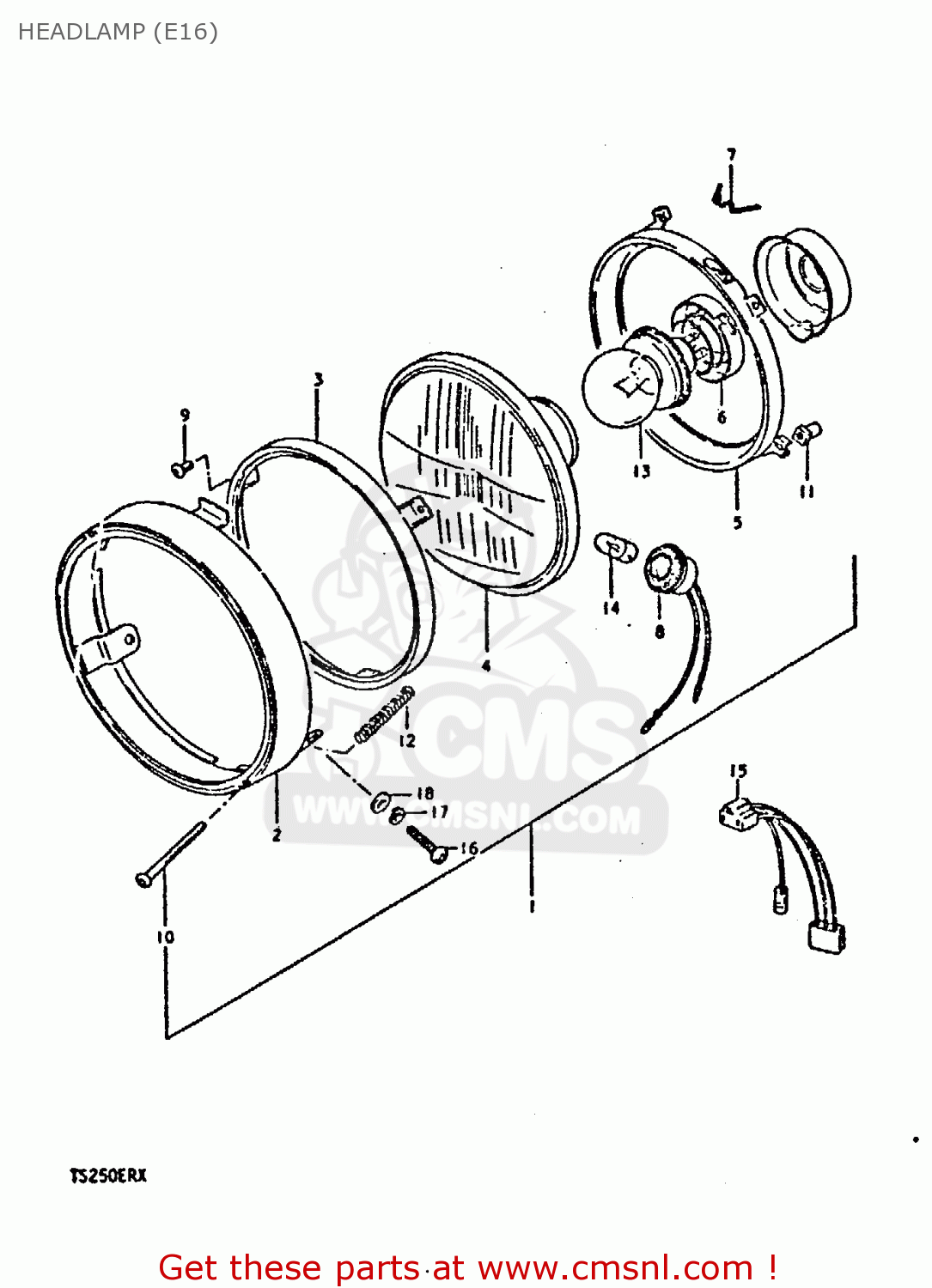 HEADLAMP (E16) TS250ER 1980 (T) (01 02 E04 E09 E16 E17 E18 E21 E22 E24 E30 E39)