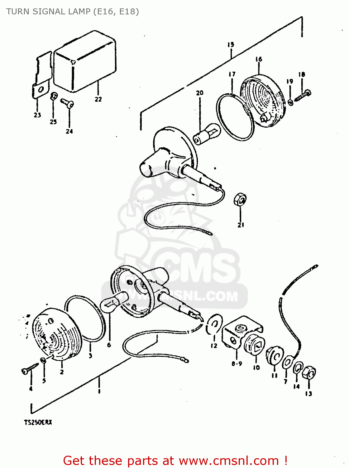 TURN SIGNAL LAMP (E16, E18) TS250ER 1980 (T) (01 02 E04 E09 E16 E17 E18 E21 E22 E24 E30 E39)