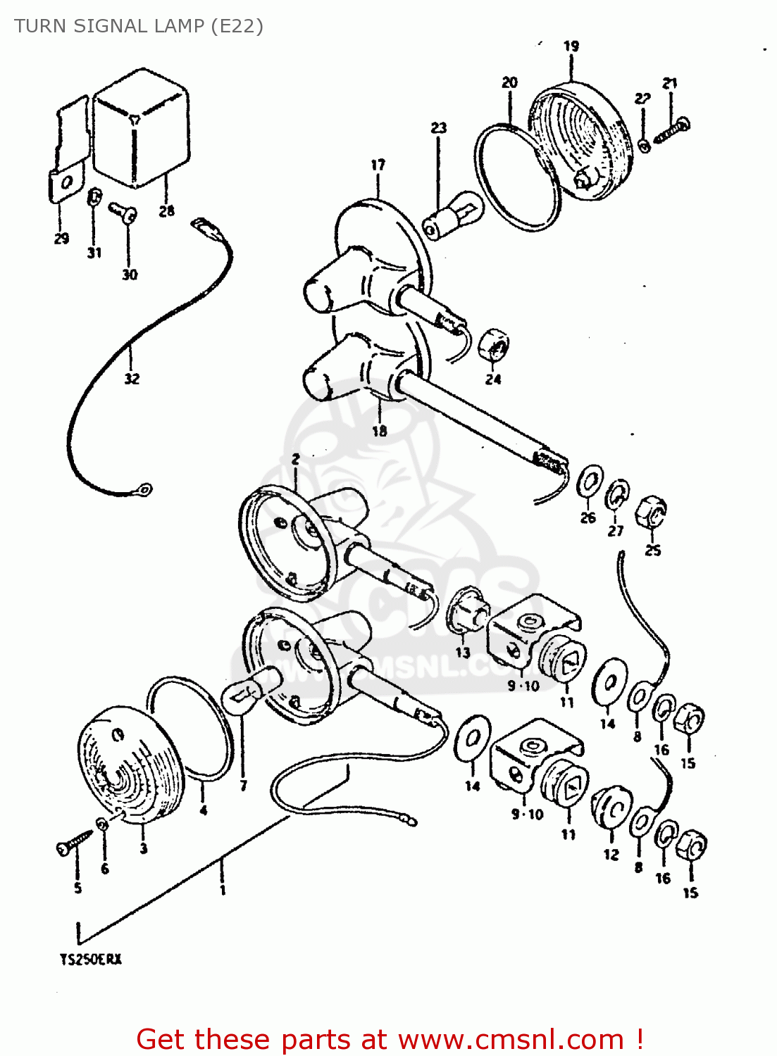 TURN SIGNAL LAMP (E22) TS250ER 1980 (T) (01 02 E04 E09 E16 E17 E18 E21 E22 E24 E30 E39)