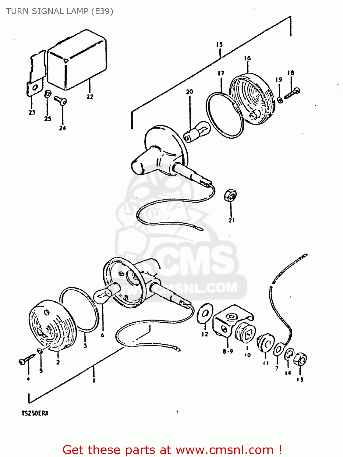 TURN SIGNAL LAMP (E39) TS250ER 1980 (T) (01 02 E04 E09 E16 E17 E18 E21 E22 E24 E30 E39)