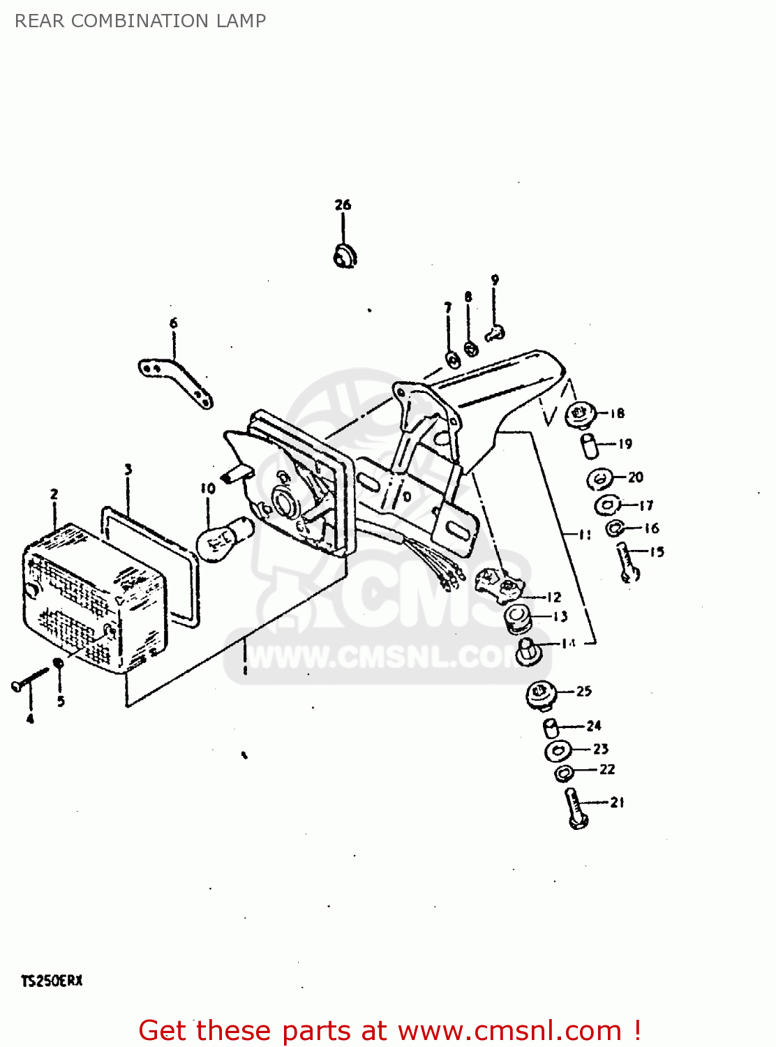 REAR COMBINATION LAMP TS250ER 1980 (T) (01 02 E04 E09 E16 E17 E18 E21 E22 E24 E30 E39)
