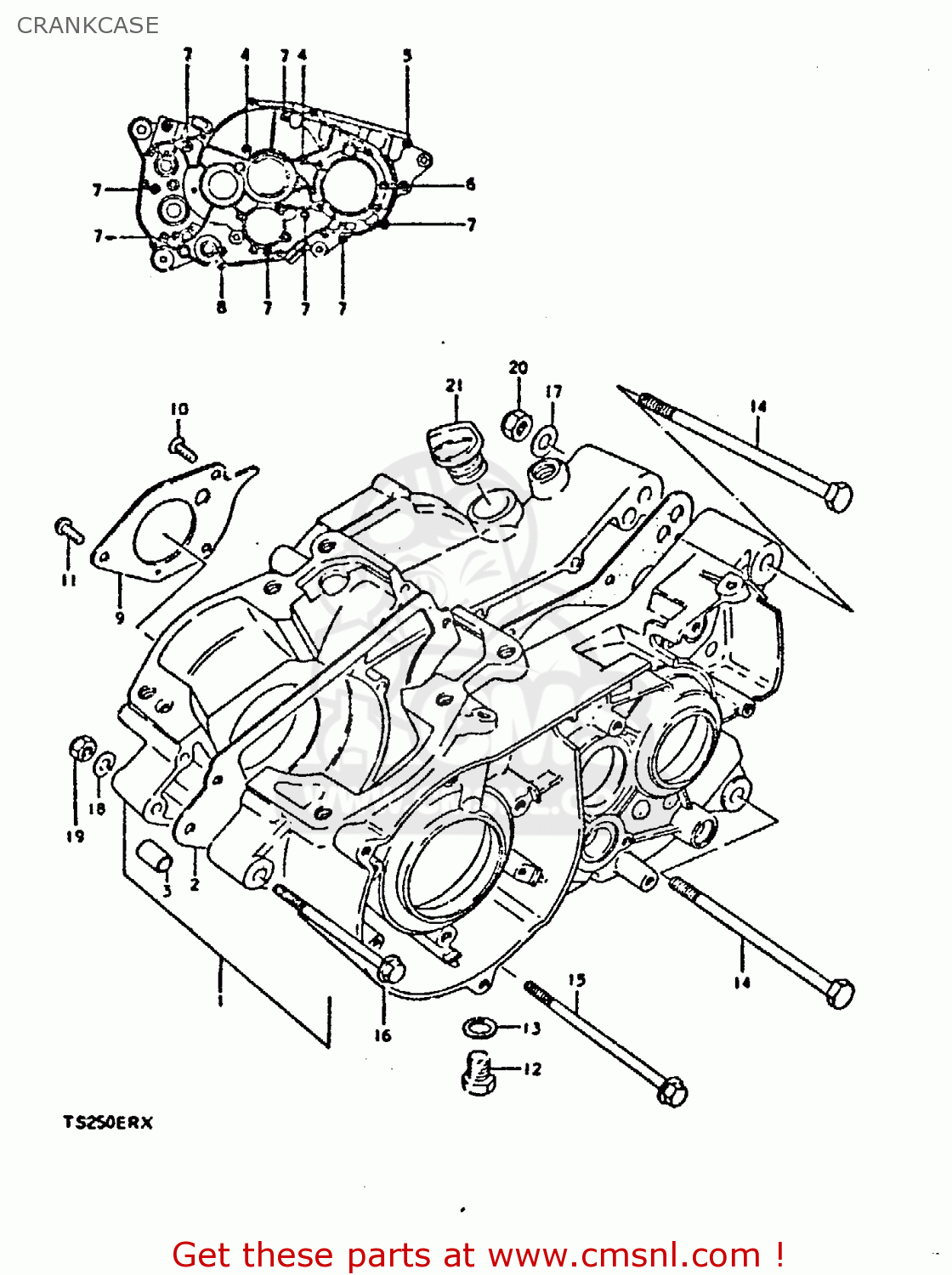 CRANKCASE TS250ER 1980 (T) (01 02 E04 E09 E16 E17 E18 E21 E22 E24 E30 E39)