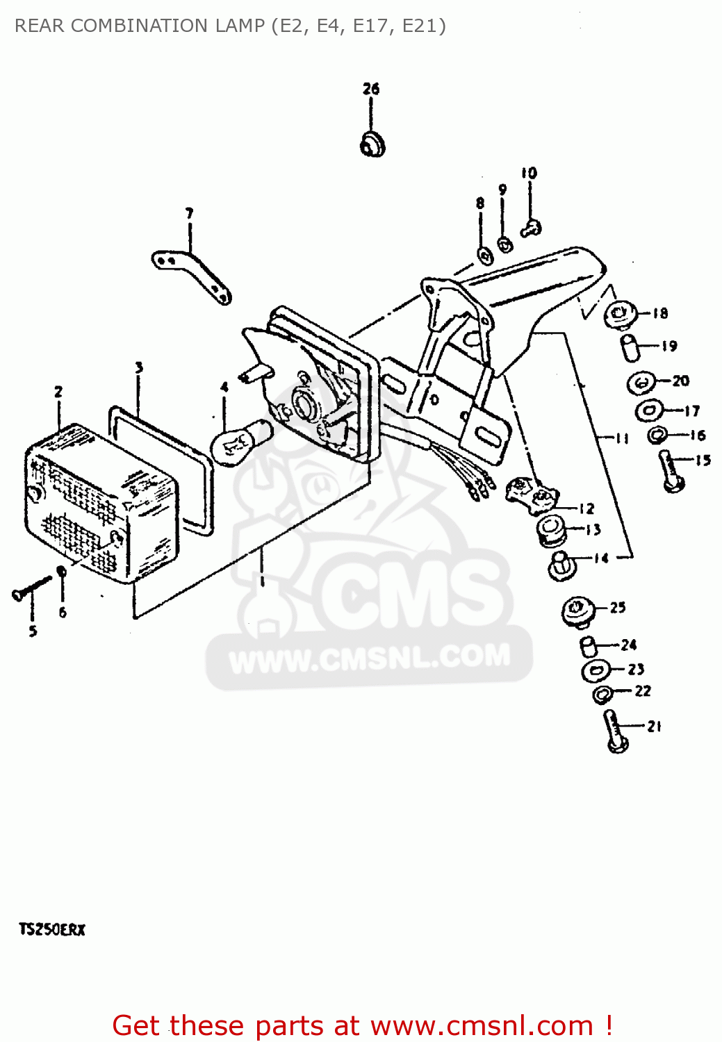REAR COMBINATION LAMP (E2, E4, E17, E21) TS250ER 1980 (T) (01 02 E04 E09 E16 E17 E18 E21 E22 E24 E30 E39)