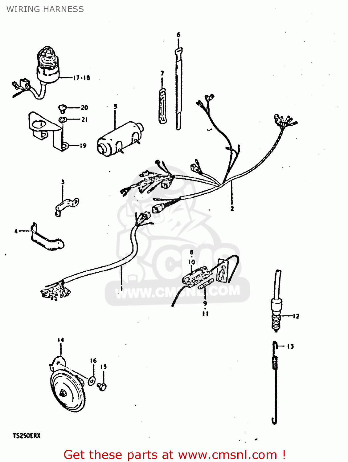 WIRING HARNESS TS250ER 1980 (T) (01 02 E04 E09 E16 E17 E18 E21 E22 E24 E30 E39)