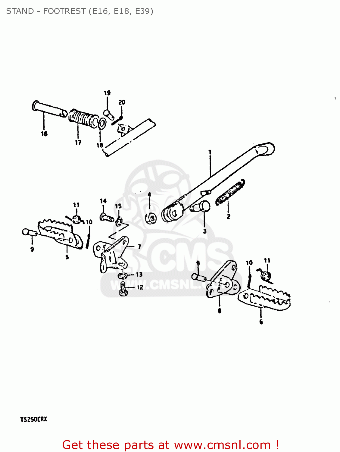 STAND - FOOTREST (E16, E18, E39) TS250ER 1980 (T) (01 02 E04 E09 E16 E17 E18 E21 E22 E24 E30 E39)