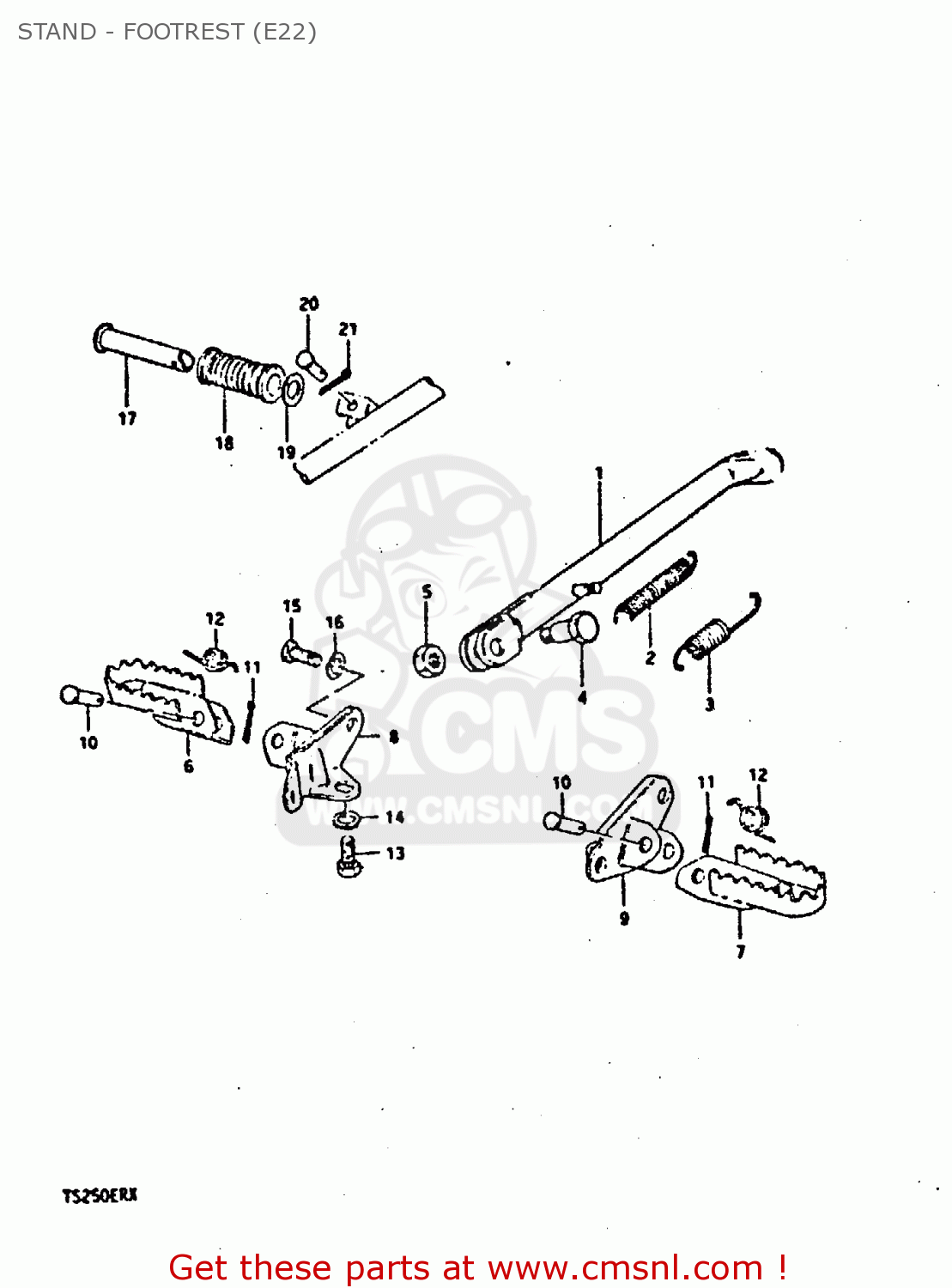 STAND - FOOTREST (E22) TS250ER 1980 (T) (01 02 E04 E09 E16 E17 E18 E21 E22 E24 E30 E39)
