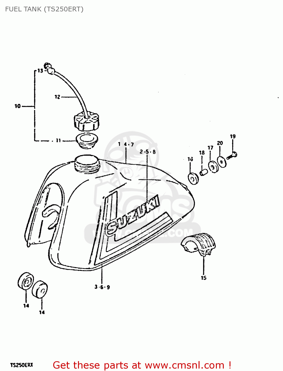 FUEL TANK (TS250ERT) TS250ER 1980 (T) (01 02 E04 E09 E16 E17 E18 E21 E22 E24 E30 E39)