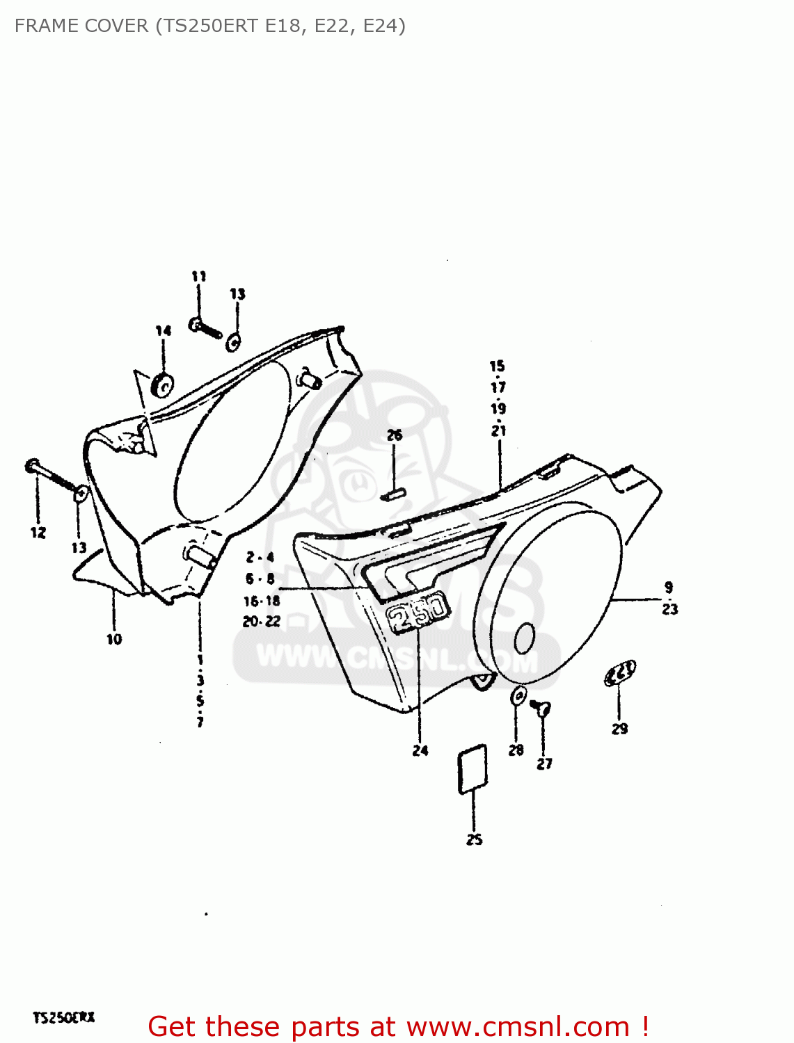 FRAME COVER (TS250ERT E18, E22, E24) TS250ER 1980 (T) (01 02 E04 E09 E16 E17 E18 E21 E22 E24 E30 E39)