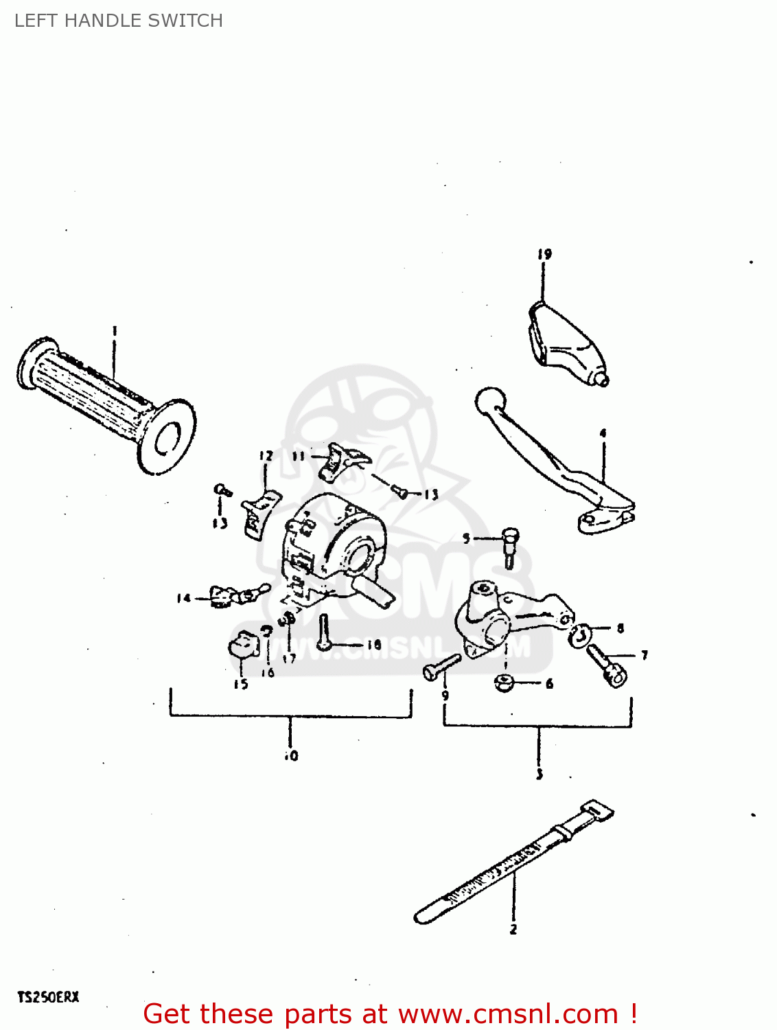 LEFT HANDLE SWITCH TS250ER 1980 (T) (01 02 E04 E09 E16 E17 E18 E21 E22 E24 E30 E39)
