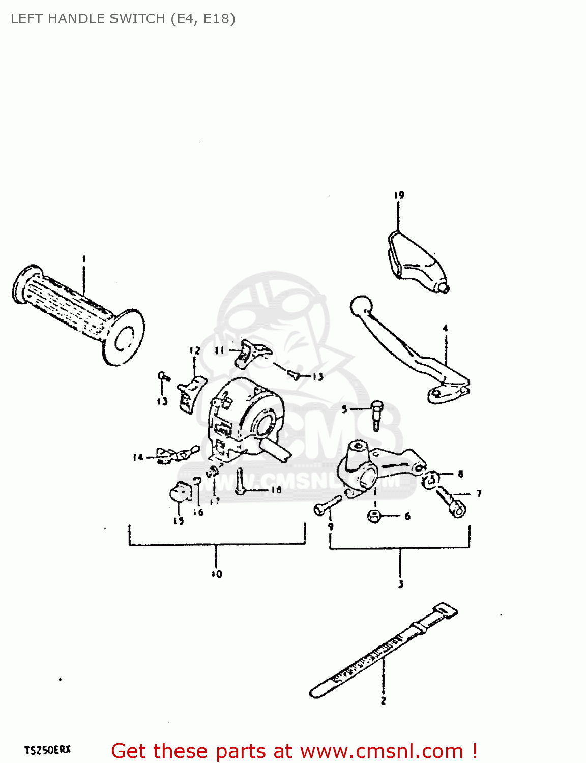 LEFT HANDLE SWITCH (E4, E18) TS250ER 1980 (T) (01 02 E04 E09 E16 E17 E18 E21 E22 E24 E30 E39)