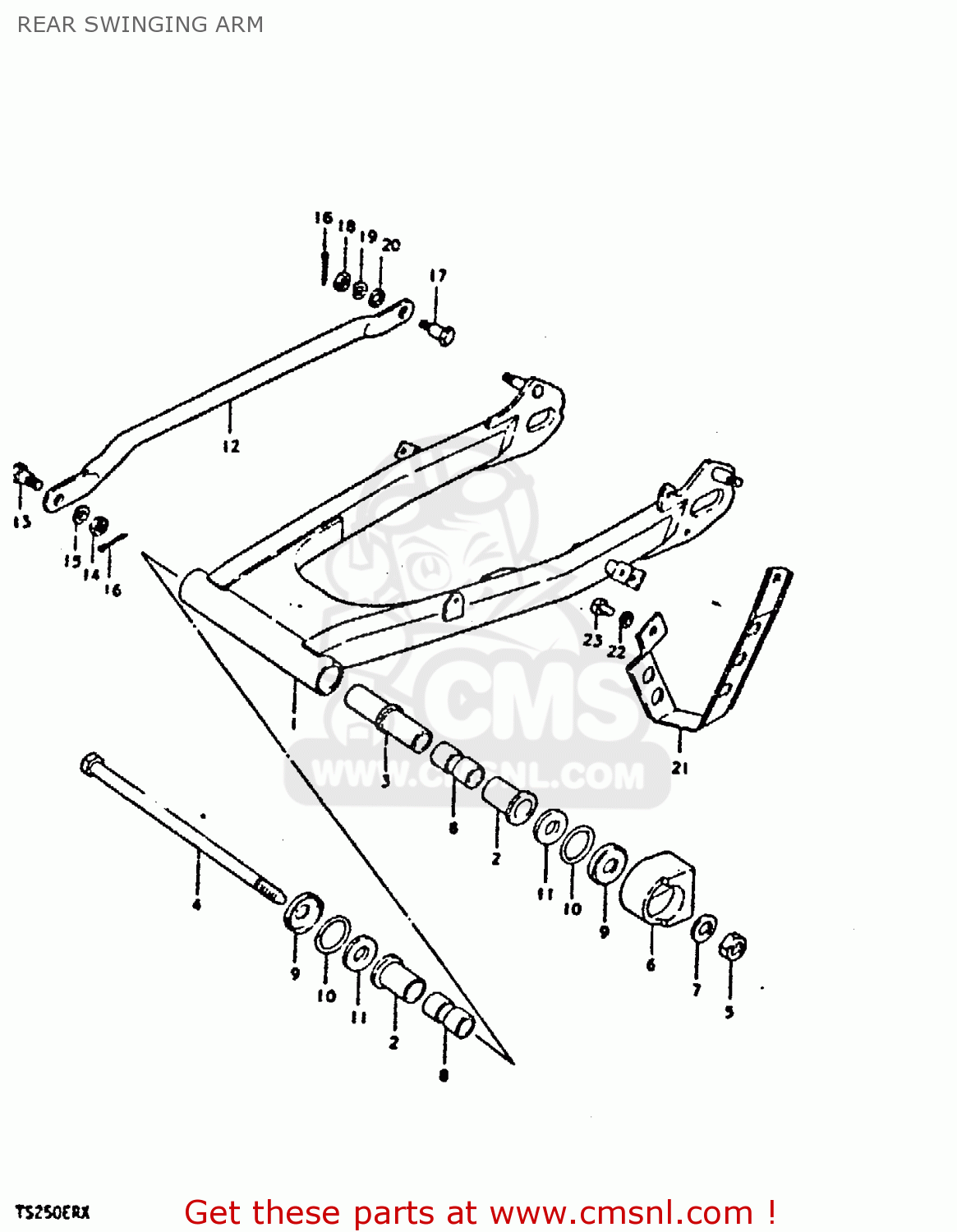REAR SWINGING ARM TS250ER 1980 (T) (01 02 E04 E09 E16 E17 E18 E21 E22 E24 E30 E39)