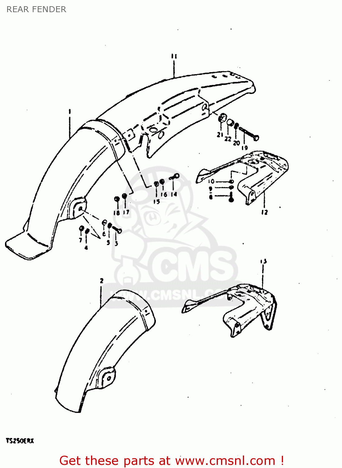REAR FENDER TS250ER 1980 (T) (01 02 E04 E09 E16 E17 E18 E21 E22 E24 E30 E39)