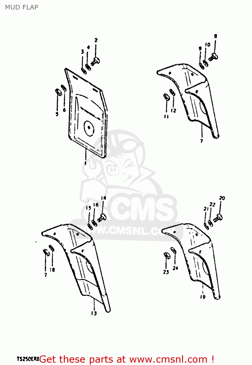 MUD FLAP TS250ER 1980 (T) (01 02 E04 E09 E16 E17 E18 E21 E22 E24 E30 E39)